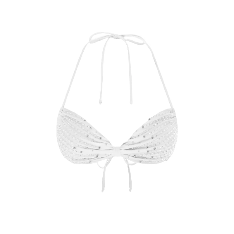 Ophelia Hand Embroidered Summer Bikini Top White