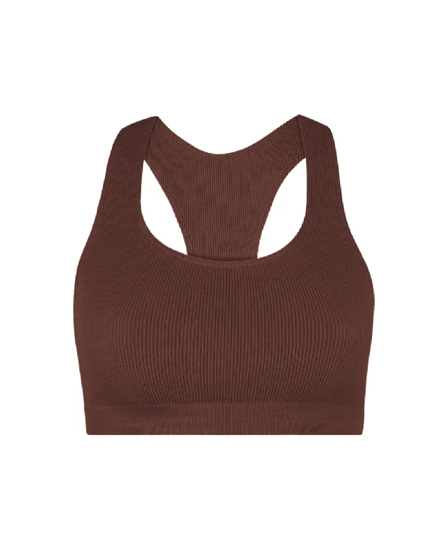 RIBBED ELATED Bra Top | Maroon