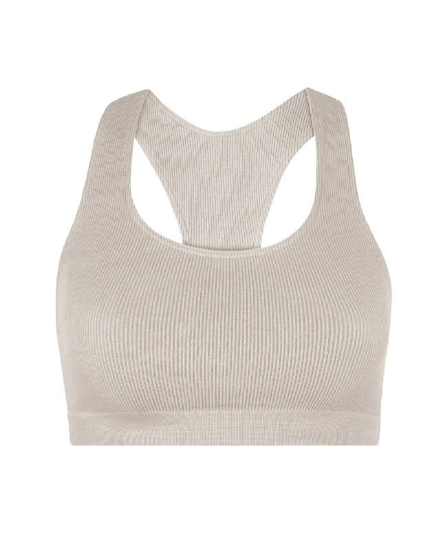 RIBBED ELATED Bra Top | Taupe