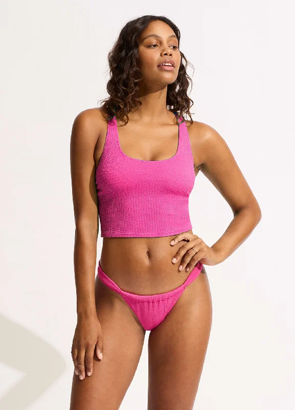 Sea Dive Action Back Tank Bikini Top - Fuchsia Rose