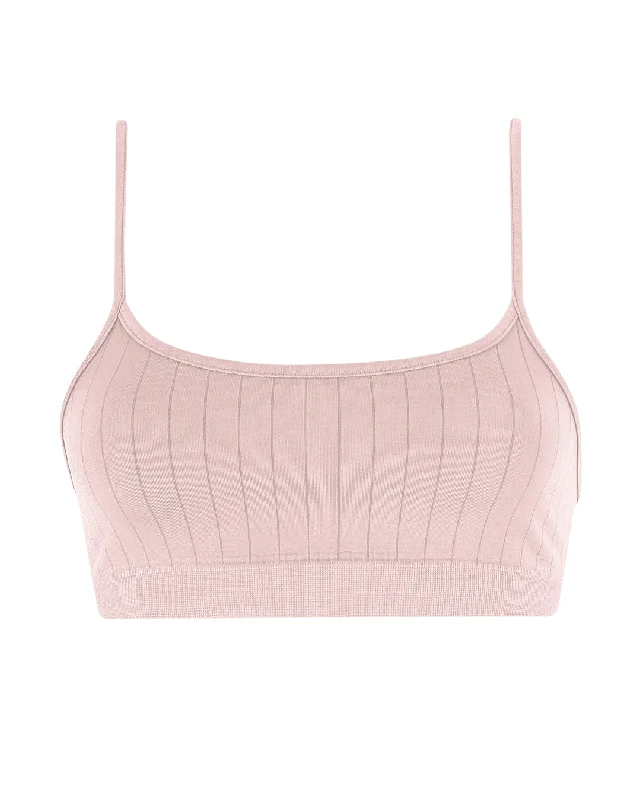 FLAT RIBBED SINCERE Bikini Bra Top | Blush