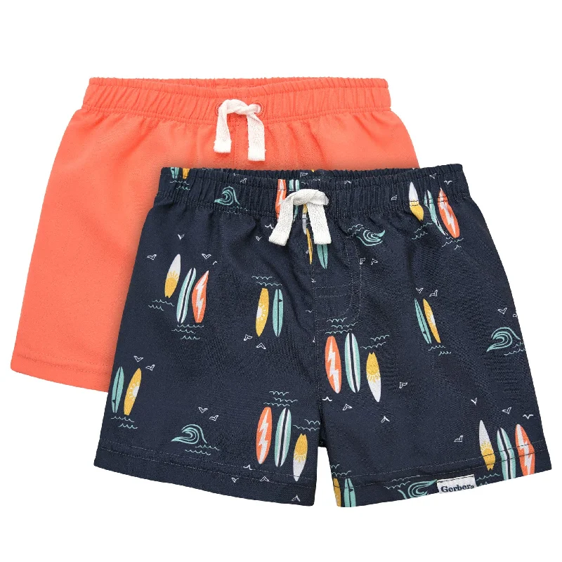 2-Pack Baby & Toddler Boys UPF 50+ Surfboard Swim Trunks