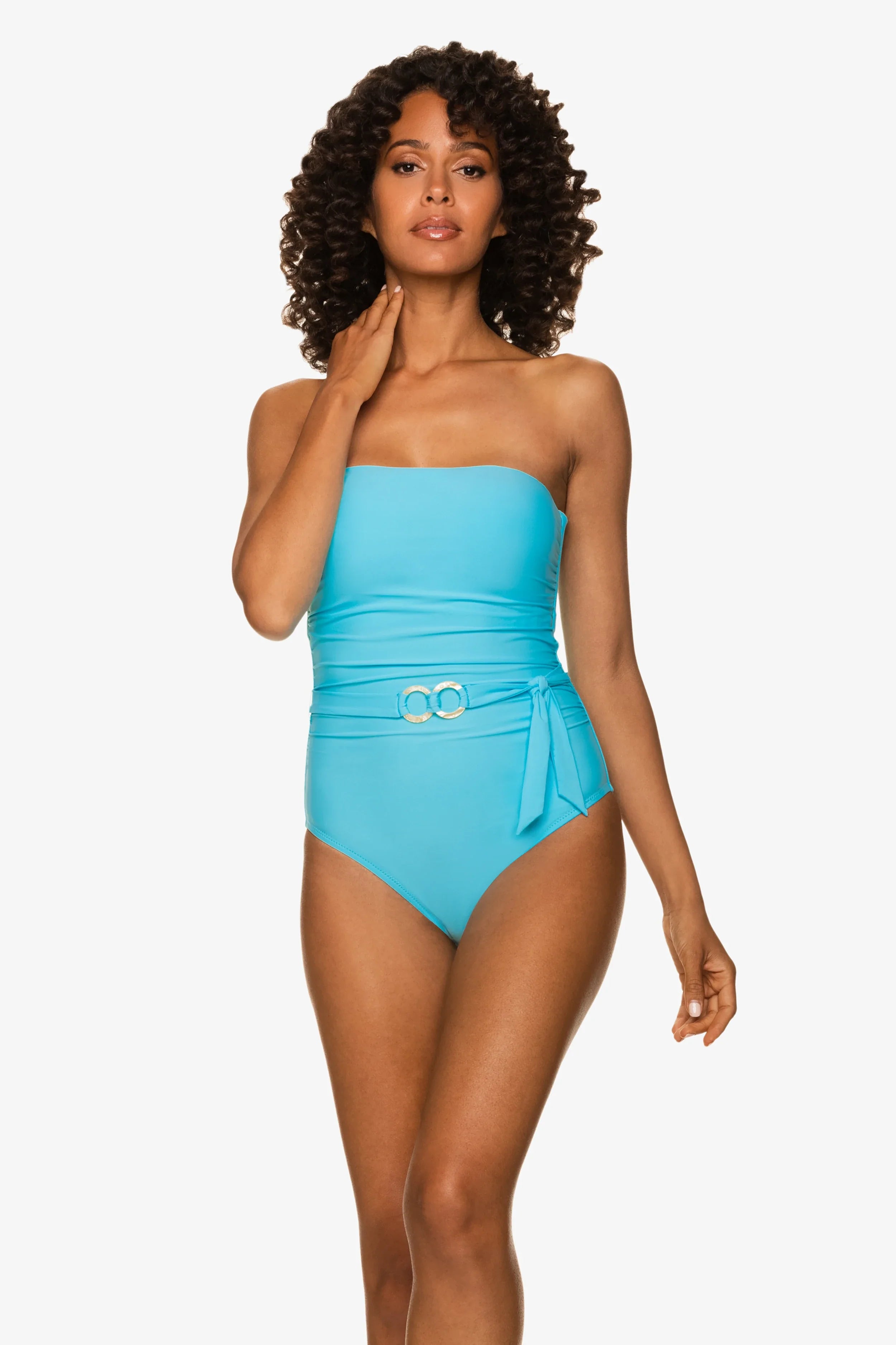 Belted Bandeau One-Piece  |  Sky Blue