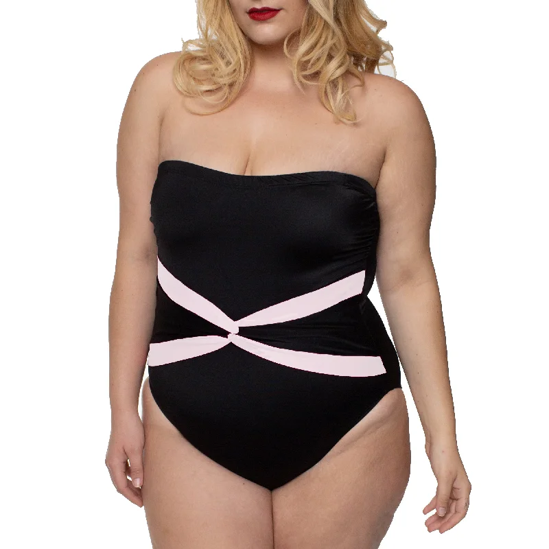 InstantFigure Plus Size Contrast Twist Front One Piece Swimsuit 13559PC