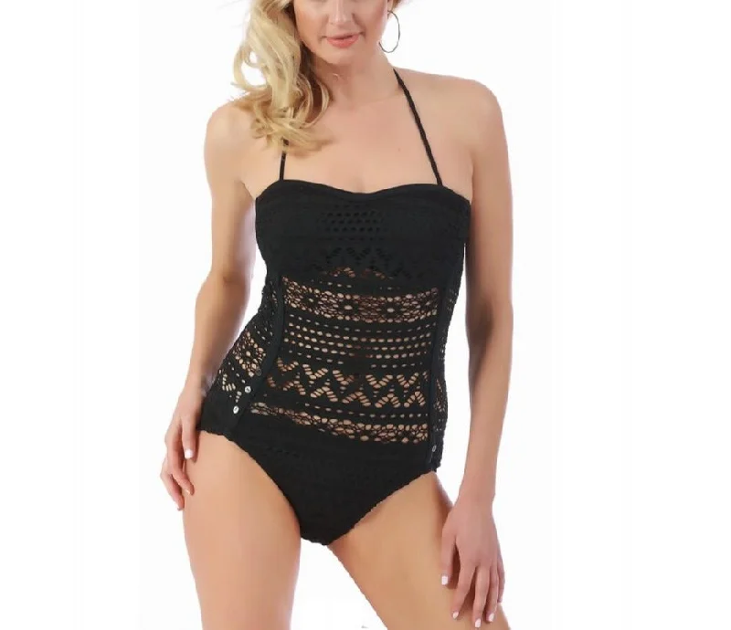 Brazilian Style 1PC Swimsuit Crochet Bodice and Cheeky Bottom 153171