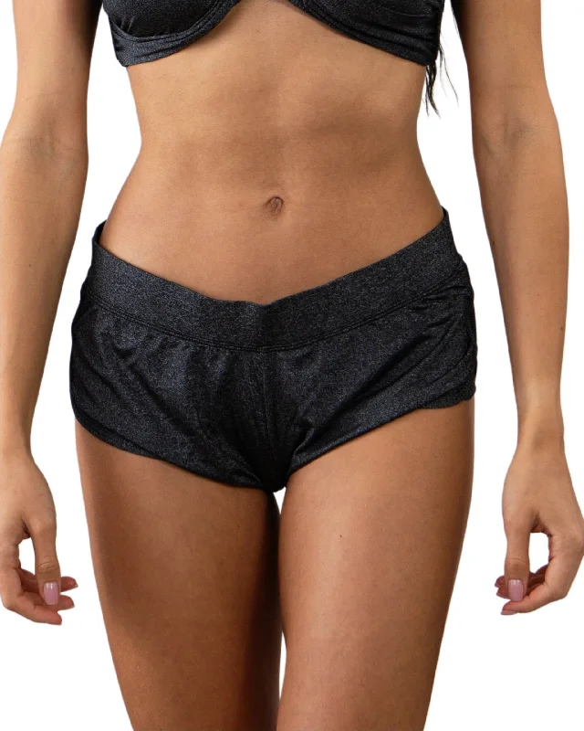 Solid Metallic Black Women´s Shorts Bottom