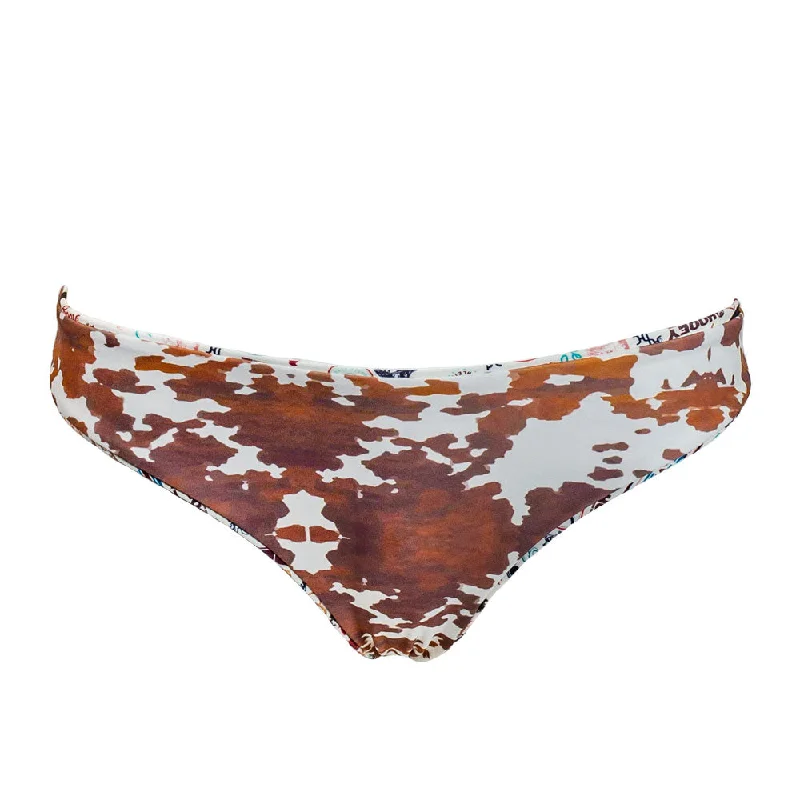 "The Rally" Reversible Swimsuit Bottoms Brown/Cream Cow Print