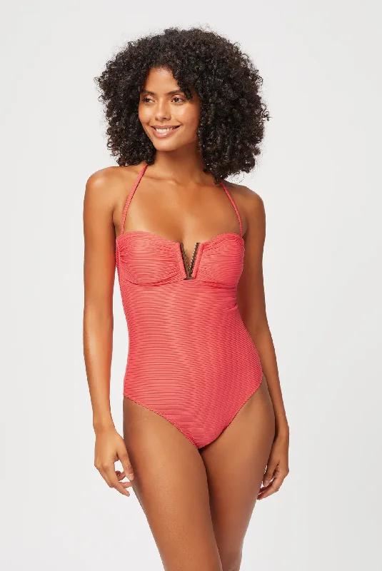 Tortola V-Bar Bandeau One Piece in  Coral