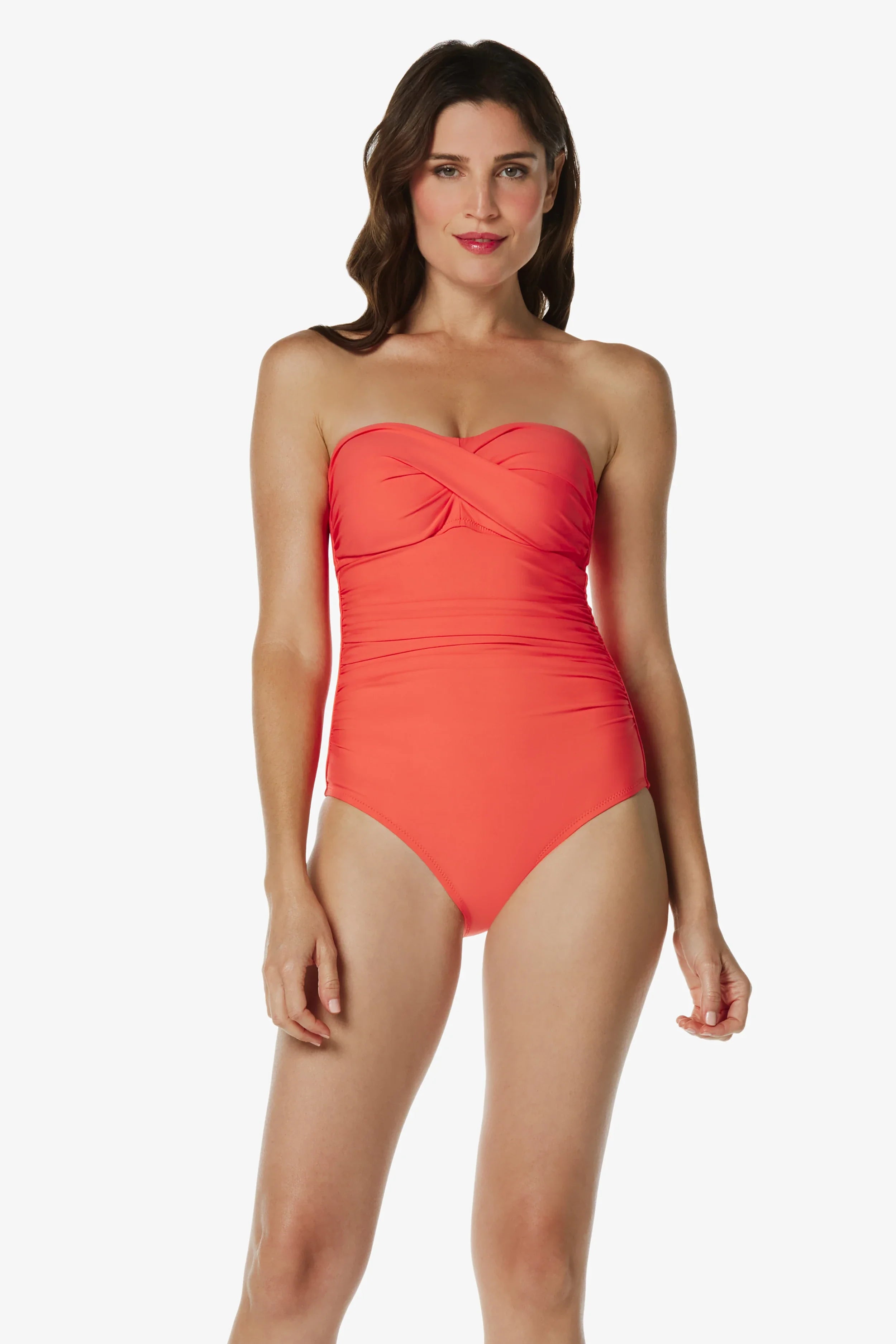 Twist Bandeau One-Piece  |  Coral